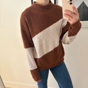 Women’s Nine West Brown and Cream Stripped Knit Sweater Size XS